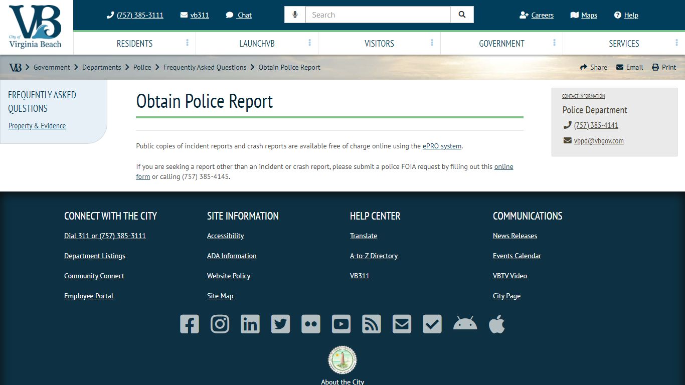 Obtain Police Report :: VBgov.com - City of Virginia Beach