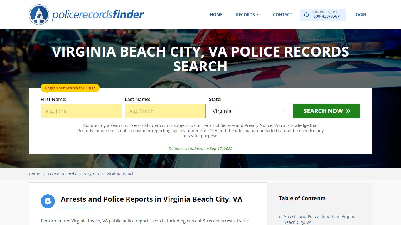 VIRGINIA BEACH CITY, VA POLICE RECORDS SEARCH - RecordsFinder