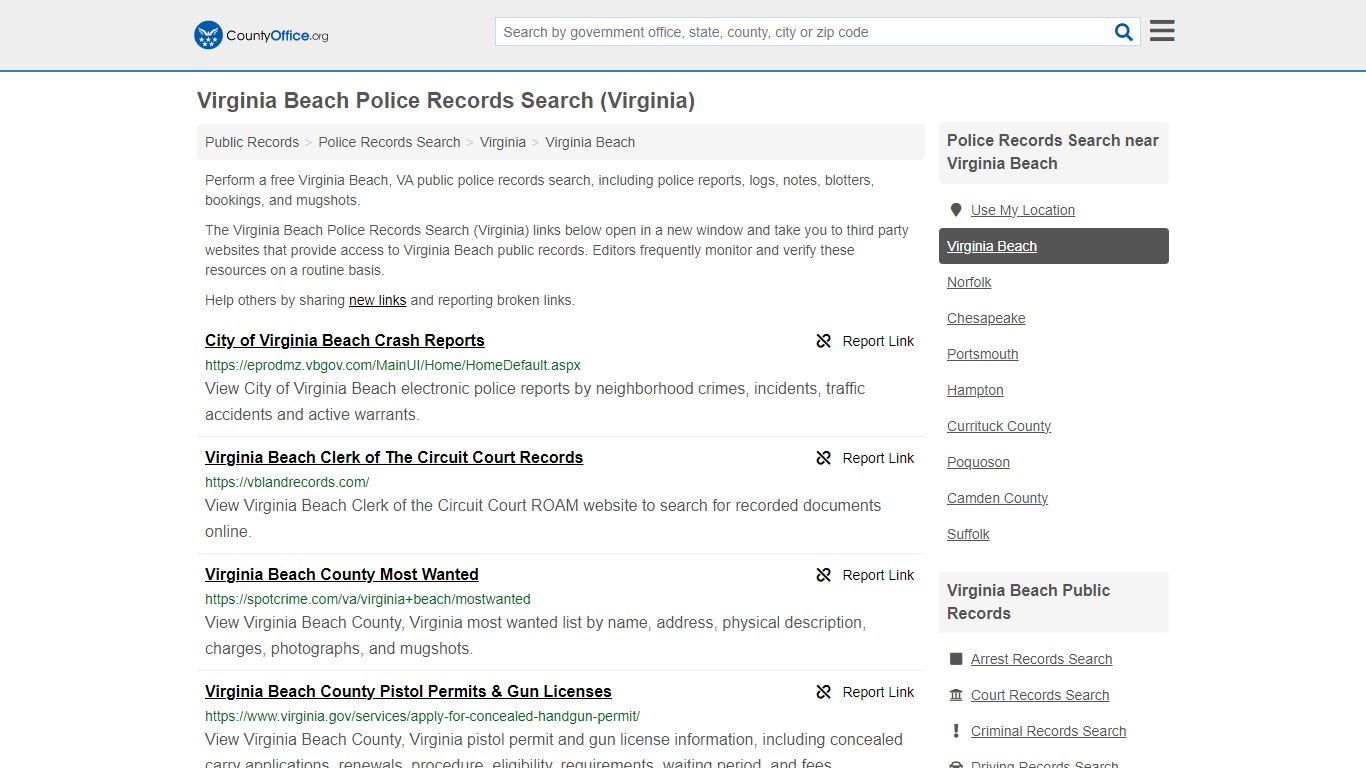 Police Records Search - Virginia Beach, VA (Accidents & Arrest Records)